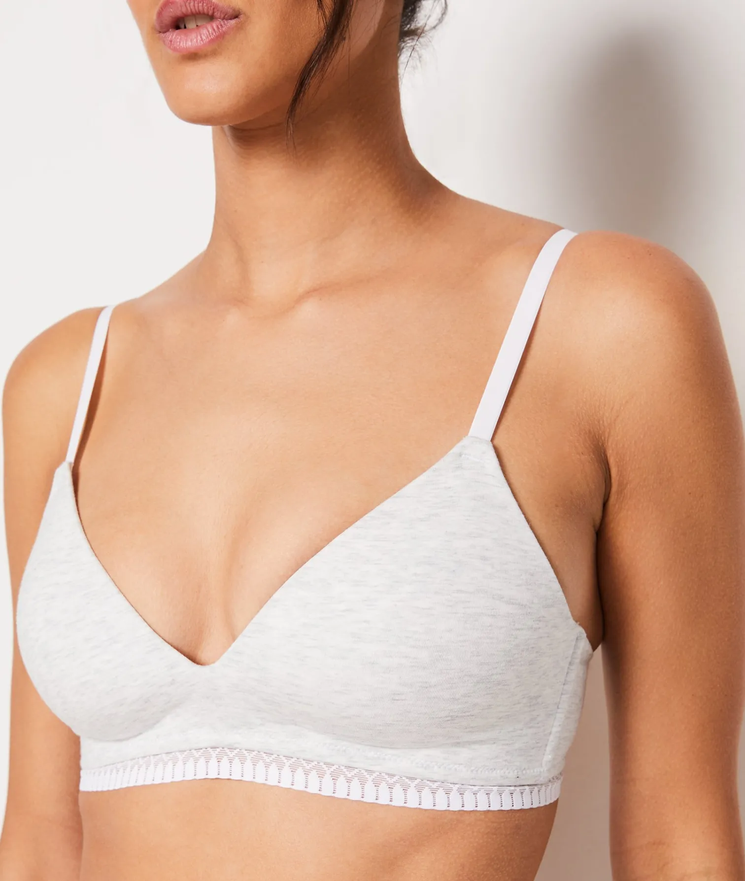 Etam Wireless Lightly Lined Demi Bra in Cotton GRISCLAIR Discount