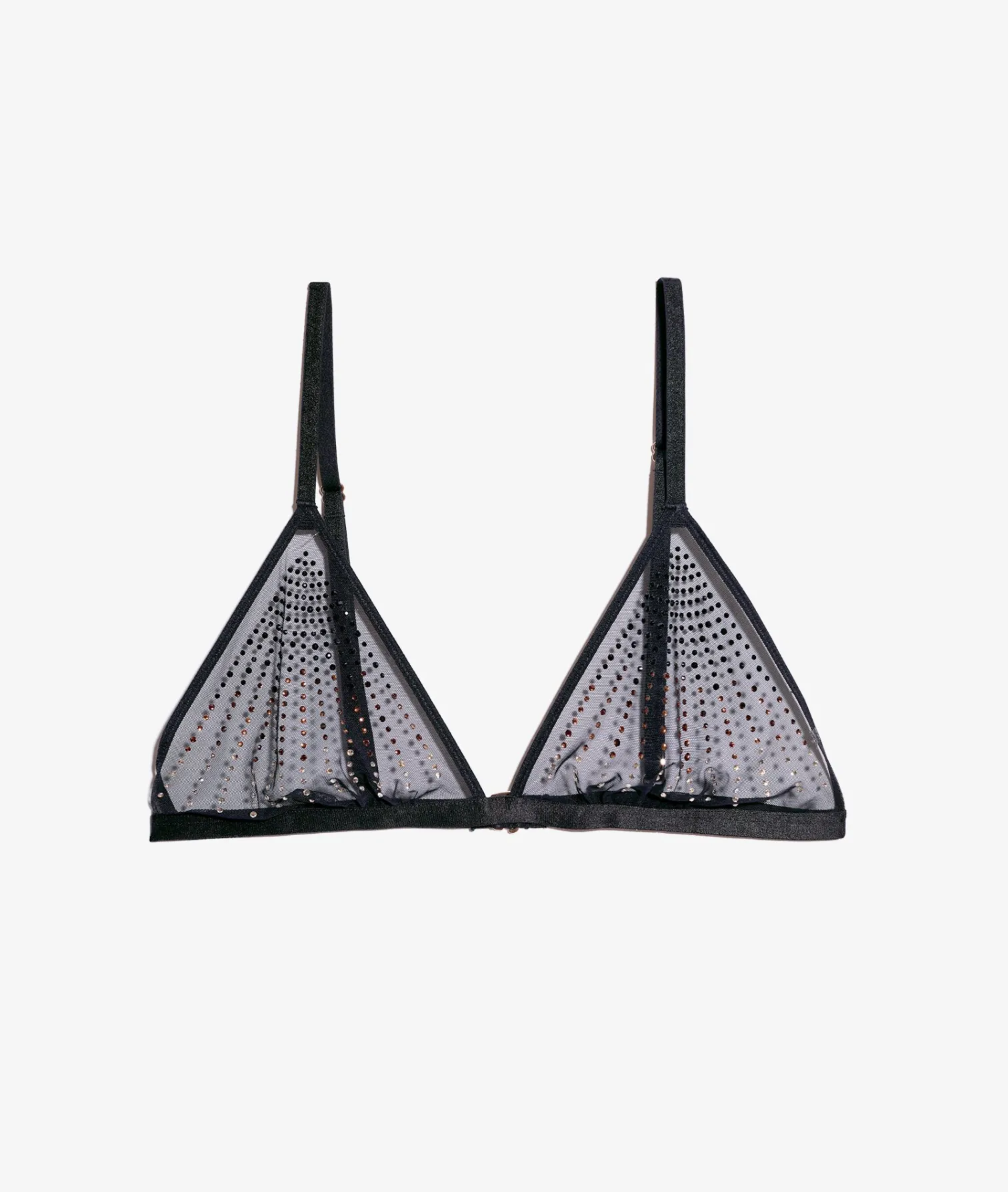 Etam Wireless Triangle Bra with Tulle and Rhinestones BLACK Fashion