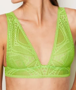 Etam Wireless Triangle Scarf Bra GREEN New